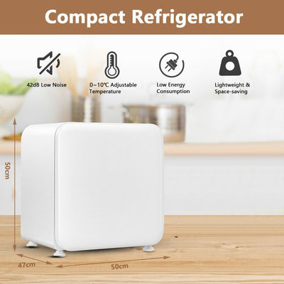 0~10℃ Compact Refrigerator with Reversible Door for Dorm Apartment-White - Infyniti Home