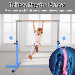 Children's Height Adjustable Gymnastics Training Bar, 90-150cm-Blue