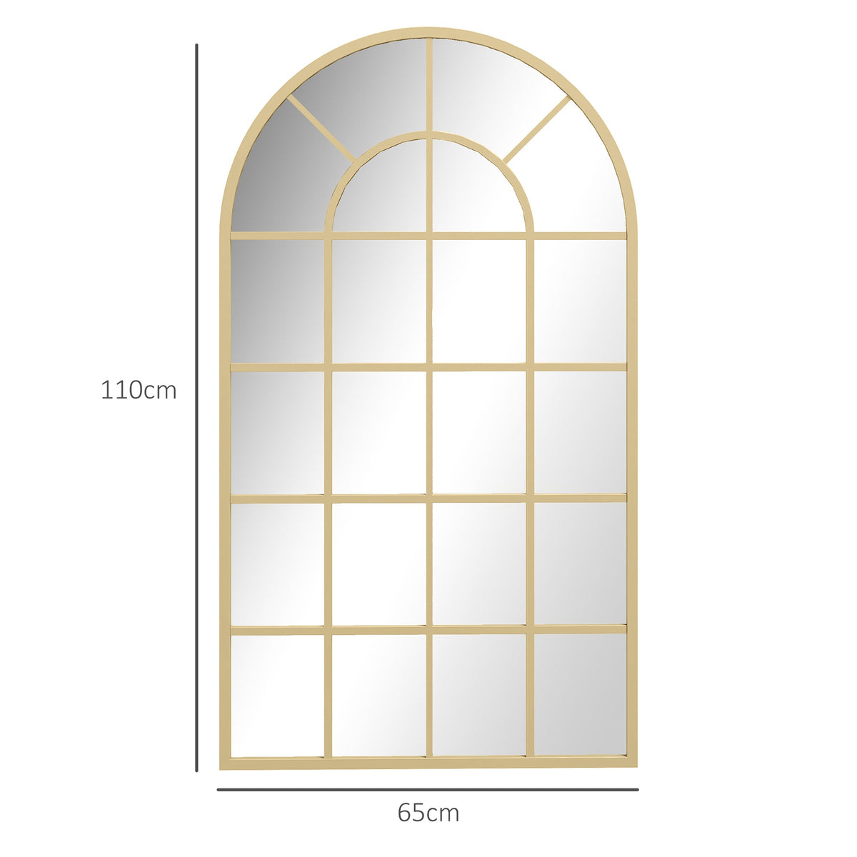 HOMCOM 110 x 65 cm Arched Decorative Wall Mirror for Bedroom Living Room, Modern Window Bathroom Mirror for Home Decor