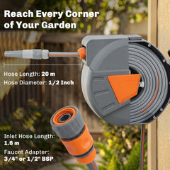 Outsunny Retractable Hose Reel Wall Mounted in Orange, image 4