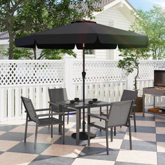 Outsunny Five-Piece Metal Dining Set, with Glass-Top Table - Grey