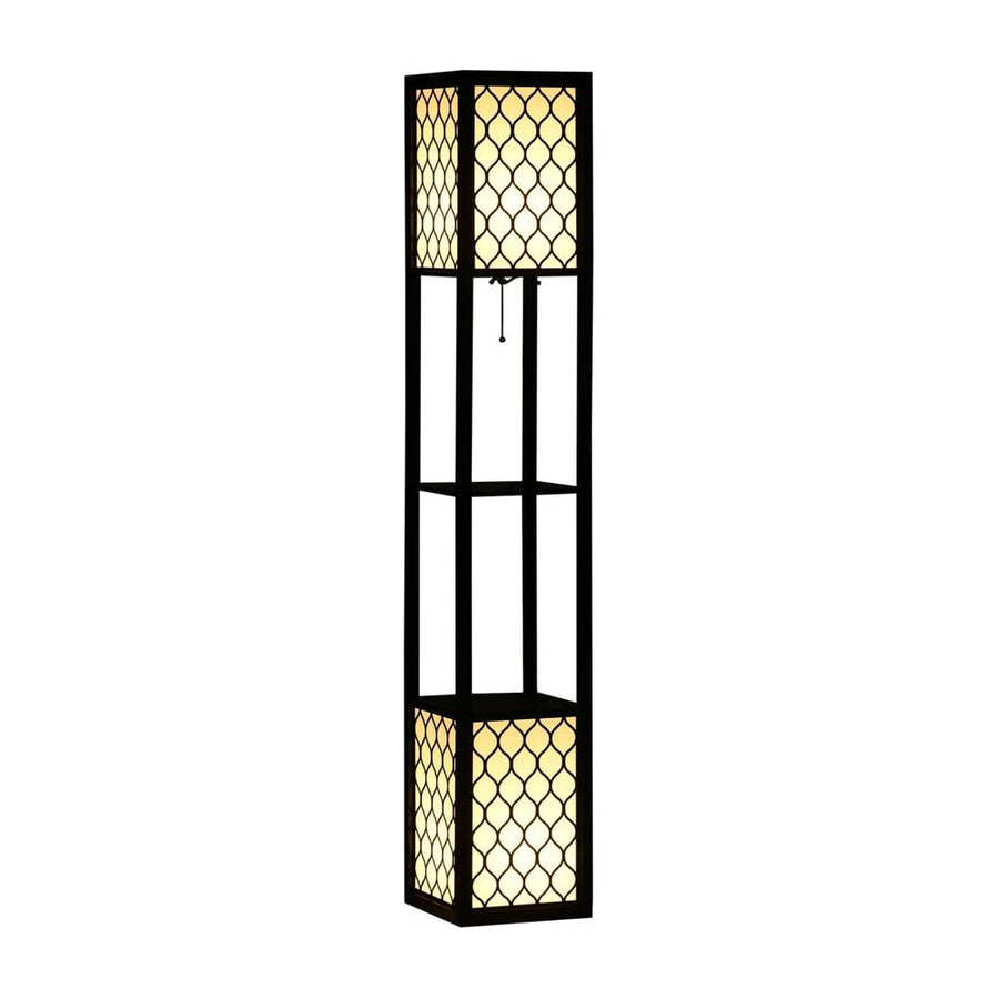HOMCOM Floor Lamp with Shelves, Dual Light, Modern Tall Standing Lamps for Living Room, Bedroom, with Chain Switch, Bulb not