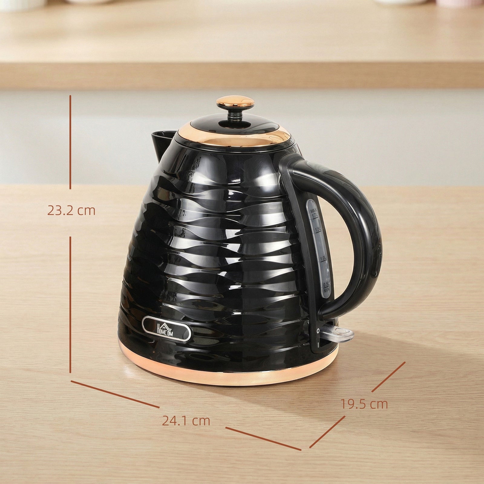 HOMCOM 3kW Rapid Boil Honeycomb Kettle - Black
