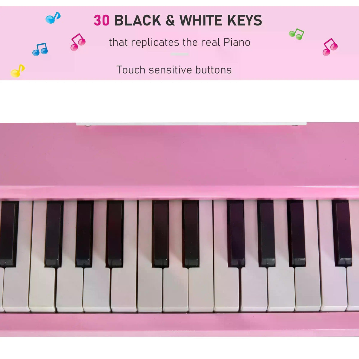 HOMCOM 30 Keys Mini Kids Piano for Child with Music Stand and Bench Best Gifts Toy