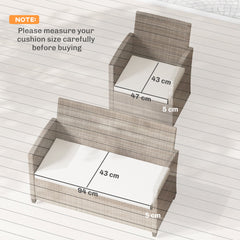 Outsunny Outdoor Seat Cushion Pads for Rattan Furniture, 3 PCs Garden Furniture Cushions, Cream White