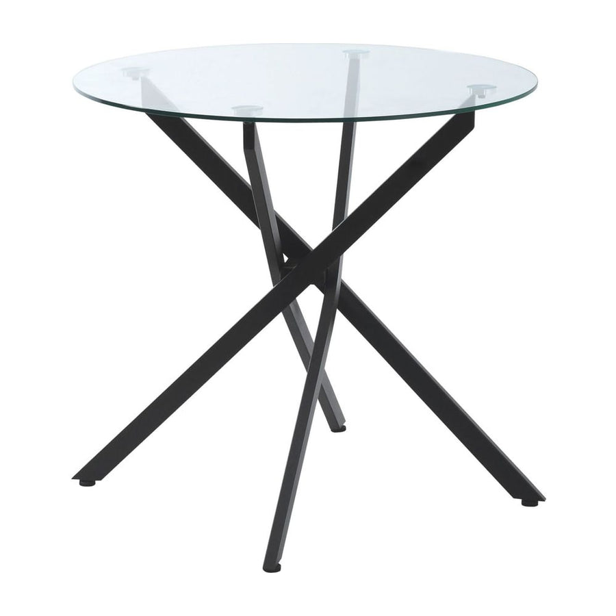 HOMCOM Dining Table with Clear Tempered Glass Top, Round Table with Metal Legs, Modern Kitchen Table for Dining Room Living