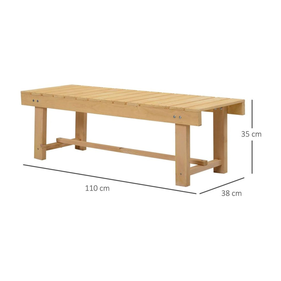 Outsunny 3 Pieces 2-seater Outdoor Indoor Wooden Garden Bench Fir Patio Loveseat, 110L x 38W x 35Hcm, Natural
