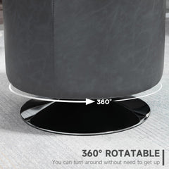 HOMCOM 360 Swivel Foot Stool Round PU Ottoman with Thick Sponge Padding and Solid Steel Base, Grey