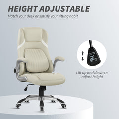 Vinsetto Linen-Look Office Chair, with Adjustable Height and Tension - Beige