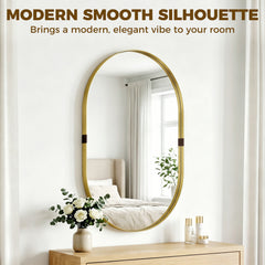 HOMCOM Wall Mirror, Bathroom Mirror with Elevated Aluminium Alloy Frame, 60 x 90 cm, Gold Tone