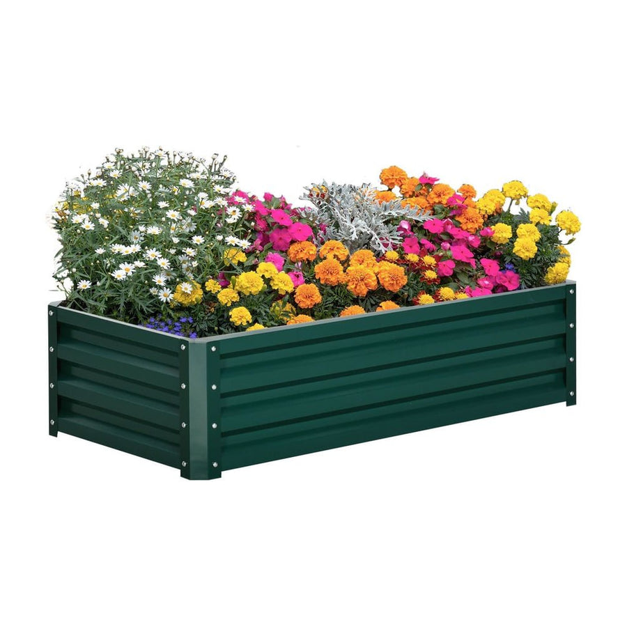Outsunny Raised Beds for Garden, Galvanized Outdoor Planters, for Herbs and Vegetables, Use for Patio, Backyard, Balcony