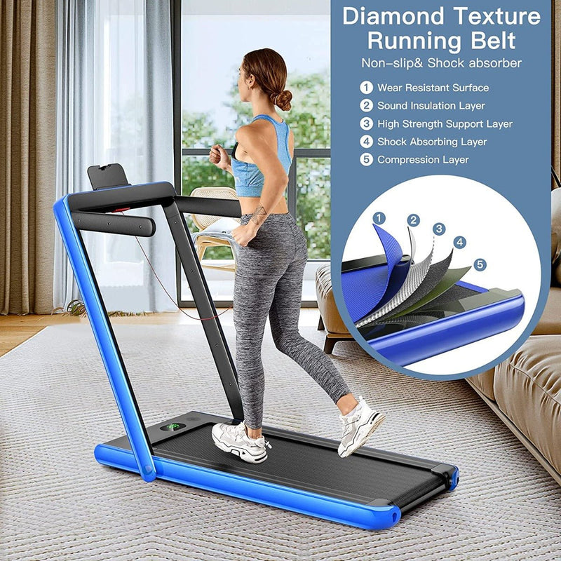 1-12Km/h Folding Bluetooth Electric Treadmill Motorized Portable Running Machine-Blue - Infyniti Home
