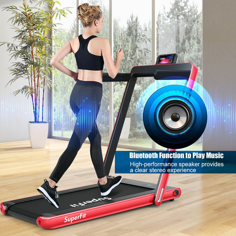 1-12Km/h Folding Bluetooth Electric Treadmill Motorized Portable Running Machine-Red - Infyniti Home