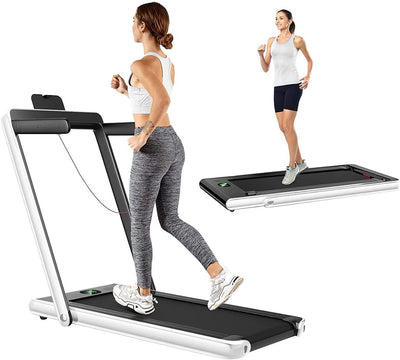 1-12Kph Folding Electric Treadmill with Bluetooth Capability-White - Infyniti Home