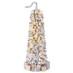 1.5 M Flocked Pencil Christmas Tree with Full Branch Tips