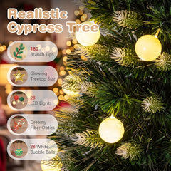 1.5m Artificial Fiber Optic Christmas Tree with Branch Tips and Warm White LED Lights Star Tree Topper