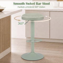 1 Piece Kitchen Bar Stool with Height Adjustment and D-Shaped Footrest-Green