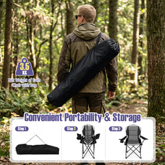 1 Pieces Folding Camping Chairs for Adults with Cup Holders-Black