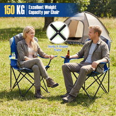 1 Pieces Folding Camping Chairs for Adults with Cup Holders-Navy
