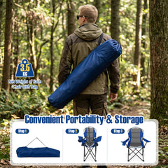 1 Pieces Folding Camping Chairs for Adults with Cup Holders-Navy