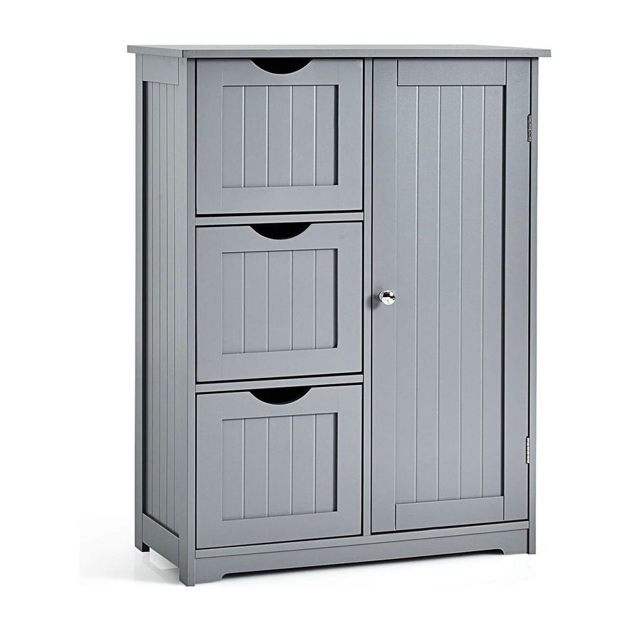 1-Door Freestanding Bathroom Cabinet with 3 Drawers-Grey