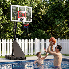 10 Levels Adjustable Basketball Goal System with Shatterproof Backboard Rebounder and Fillable Base
