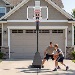 10 Levels Adjustable Basketball Goal System with Shatterproof Backboard Rebounder and Fillable Base