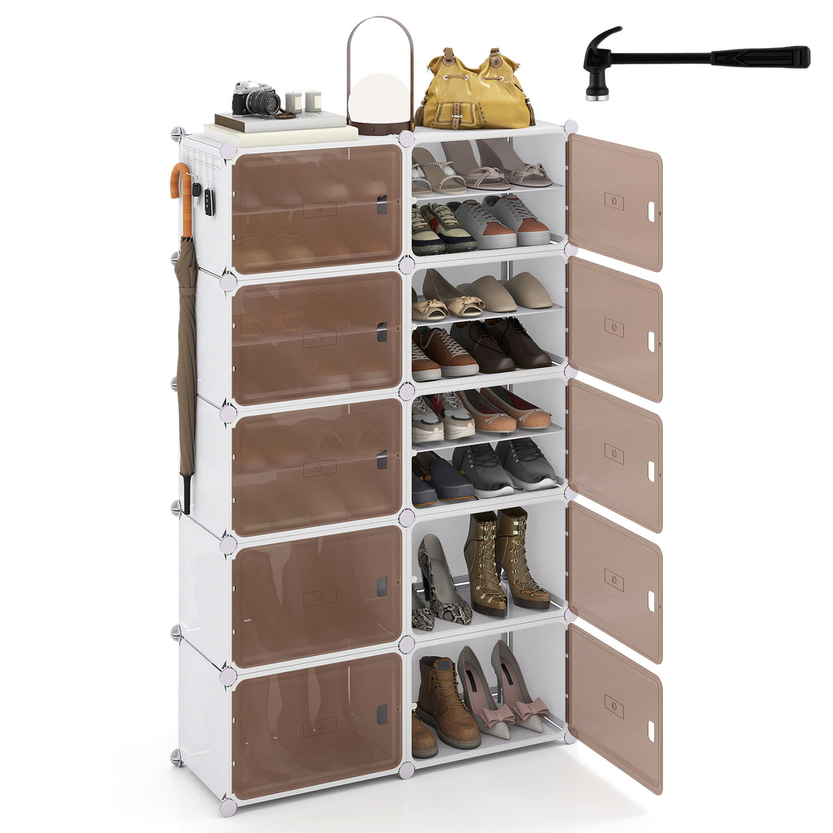 10 Tier Shoe Storage Cabinet with Removable Shelves