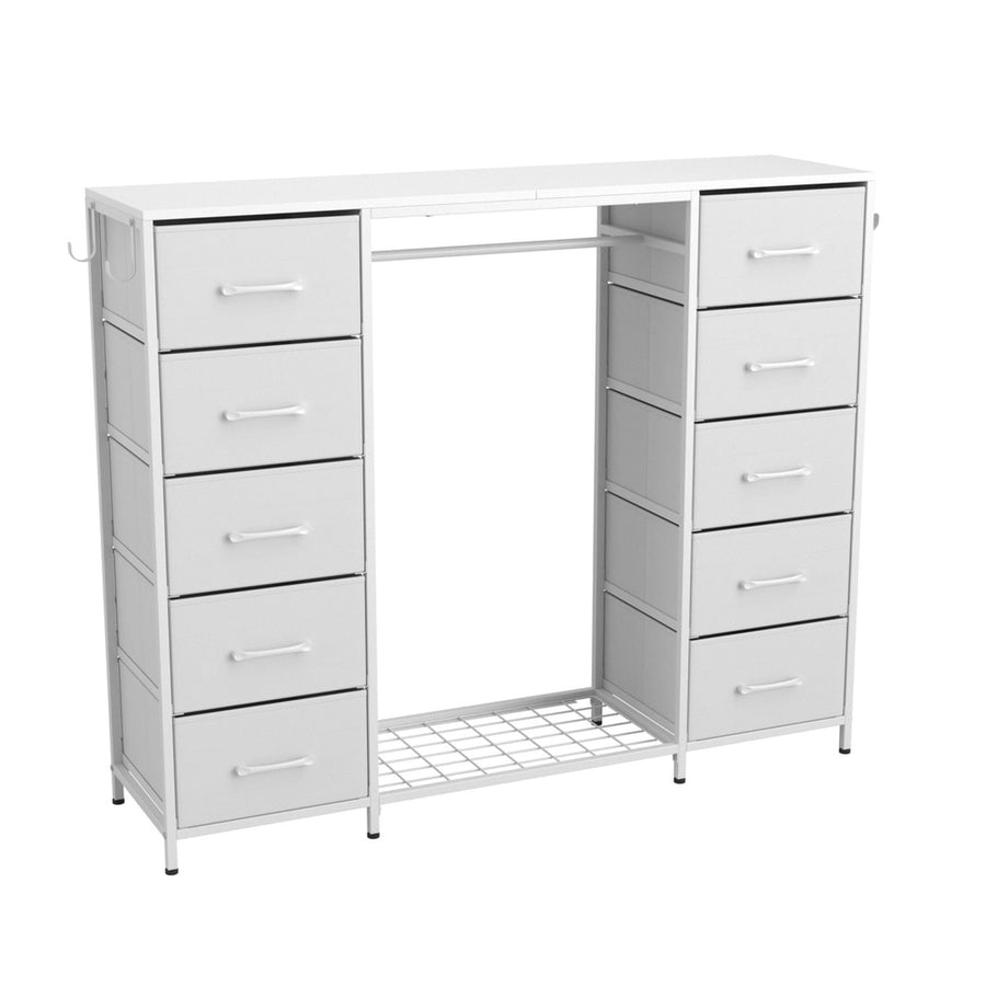 10-Drawer Modern Open Wardrobe Organiser in White