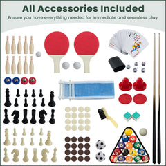 10-in-1 Combo Game Table Set with Foosball and Air Hockey-Natural