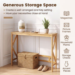 100 cm Bamboo Console Table for Narrow Entryway in Natural, image 6