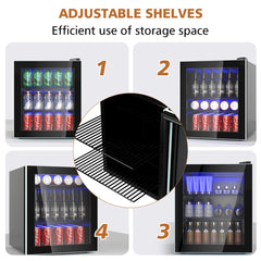46L Mini Fridge Beverage Cooler Refrigerator Low Noise Drink Dispenser Machine-Black