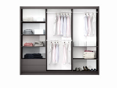 Black/Cashmere/Oak Wotan Mirrored Sliding Door Wardrobe 250cm – KINGSLEY