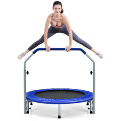 101cm Foldable Trampoline with 4-Level Adjustable Handle for Adults-Blue