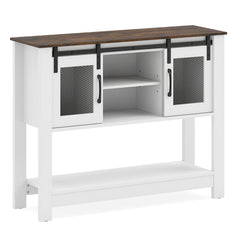 102CM Small Entryway Table with Barn Sliding Doors-Rusticbrown