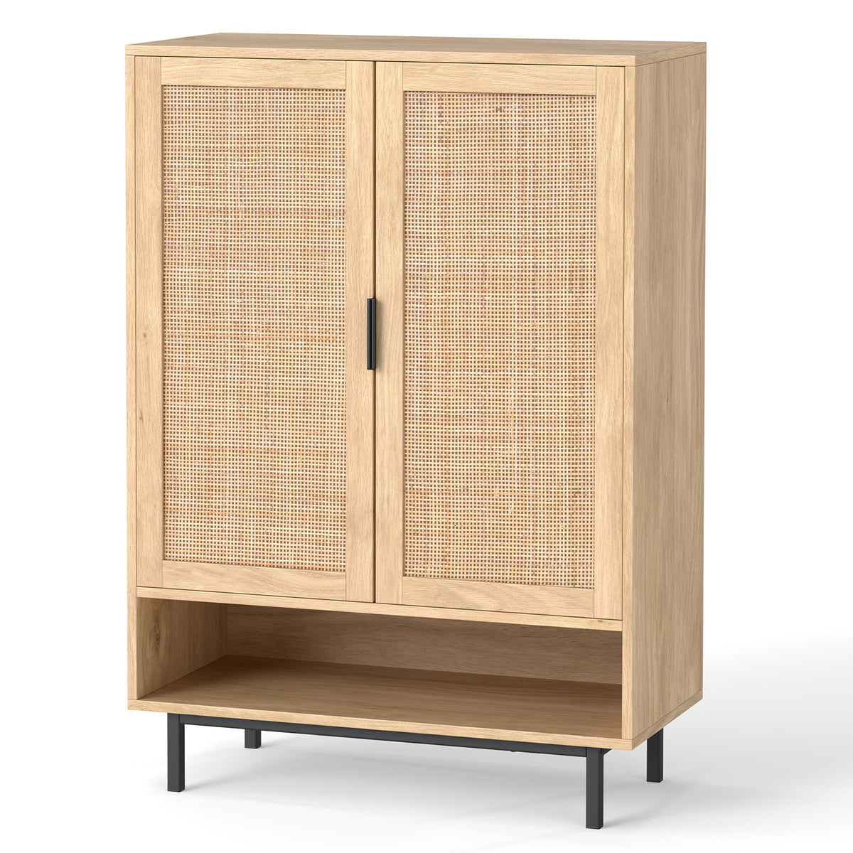 108CM Tall Shoe Cabinet 6-Tier with 2 Doors and Adjustable Shelves-Natural