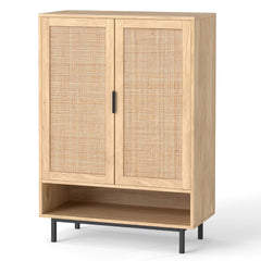108CM Tall Shoe Cabinet 6-Tier with 2 Doors and Adjustable Shelves-Natural