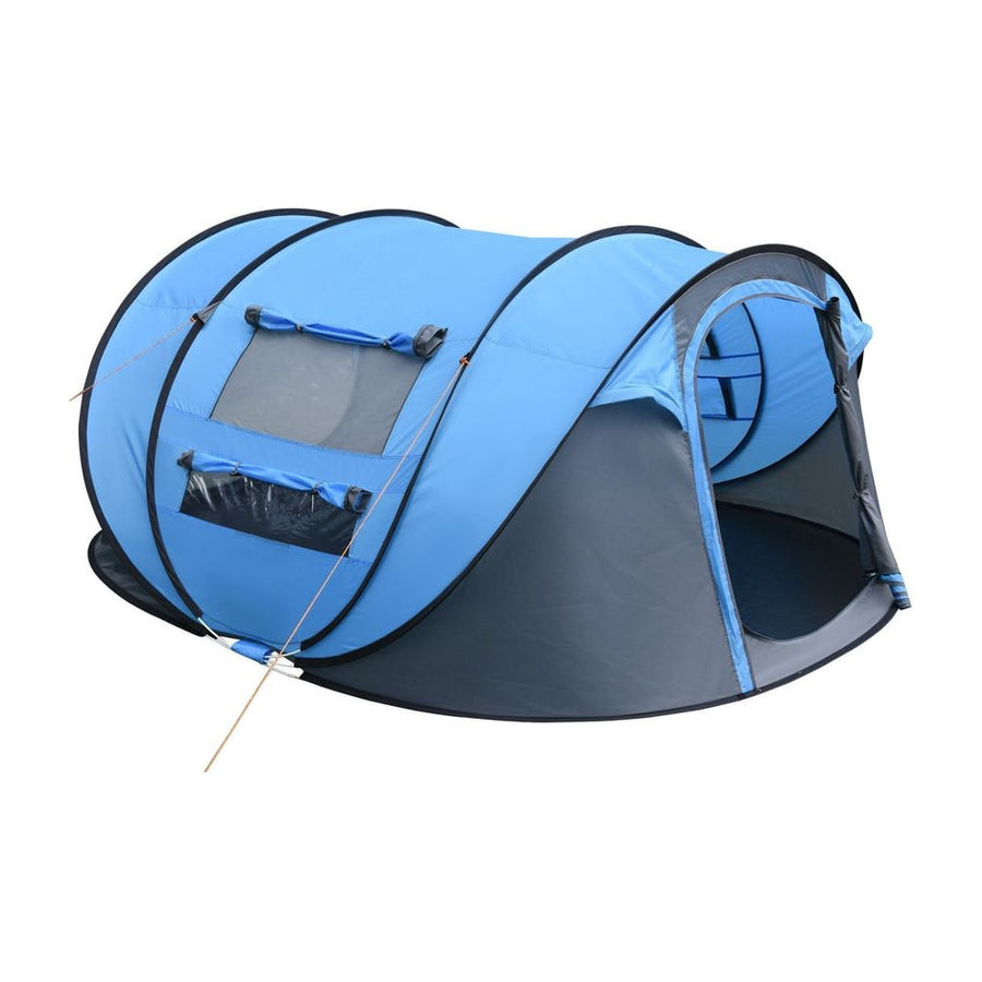 Outsunny 4 Person Pop-up Camping Tent Family Tent with Ground Sheet, 4 Windows and Portable Carry Bag for Beach Outdoor Trip