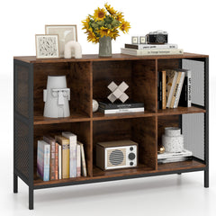 110 CM 6 Cube Bookcase with Heavy-Duty Metal Frame for Home Office-Rustic Brown