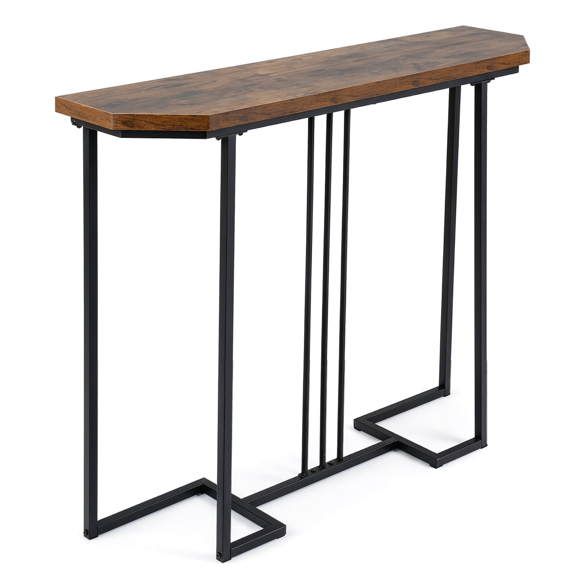 110 CM Narrow Entryway Table with Faux Marble Top for Living Room-Coffee