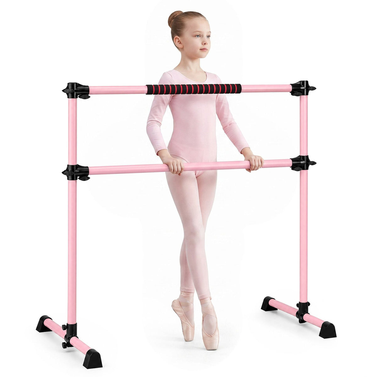 110 KG Max Load Adjustable Ballet Barre for Balance Workout for Strength Training-Pink