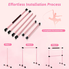 110 KG Max Load Adjustable Ballet Barre for Balance Workout for Strength Training-Pink