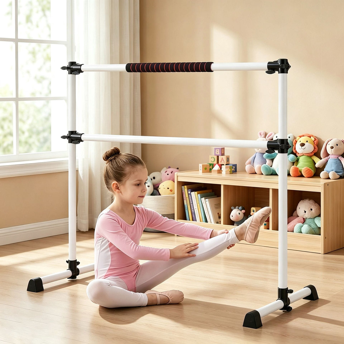 110 KG Max Load Adjustable Ballet Barre for Balance Workout for Strength Training-White