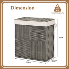 110L Laundry Hamper with Handles and Removable Liner Bag-Grey
