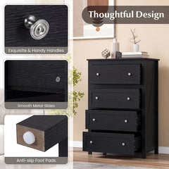 110cm Tall Storage Cabinet Chest of Drawers Clothes Organizer with 4 Drawers-Black