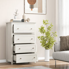 110cm Tall Storage Cabinet Chest of Drawers Clothes Organizer with 4 Drawers-White