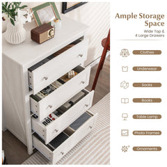 110cm Tall Storage Cabinet Chest of Drawers Clothes Organizer with 4 Drawers-White