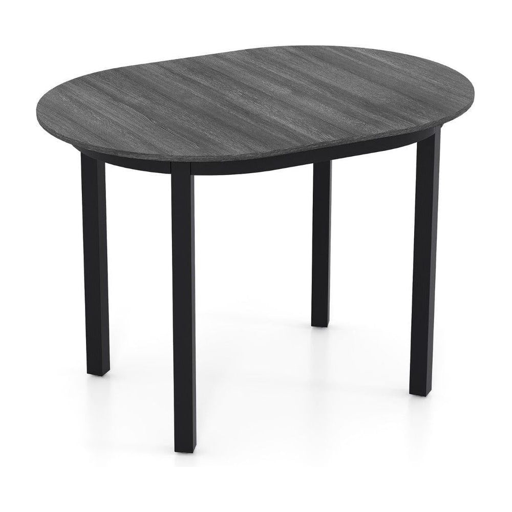 110CM Wooden Dining Table in dark grey with a smooth oval top and four sturdy black legs