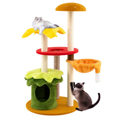 117 cm Modern Cat Tree with Sisal Posts and Plush Cushions for Indoor-Yellow