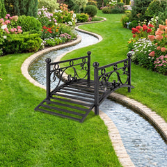 118 cm/101.5 cm Garden Metal Bridge with Dual Patterned Side Rails-S